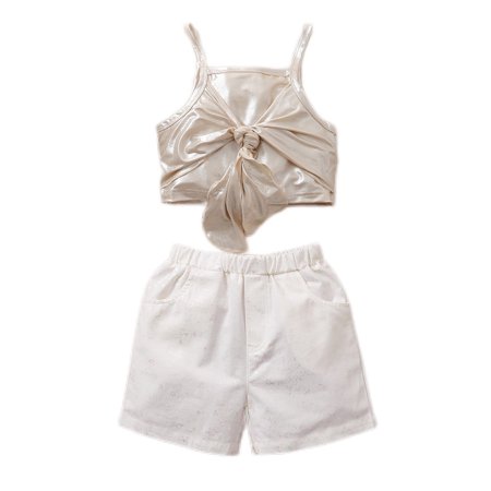 4T Toddler Baby Girls Outfits Sleeveless Solid Color Strap Top +Shorts 2Pcs Clothes Set 4-5T White
4T Toddler Baby Girls Outfits Sleeveless Solid Color Strap Top +Shorts 2Pcs Clothes Set 4-5T White