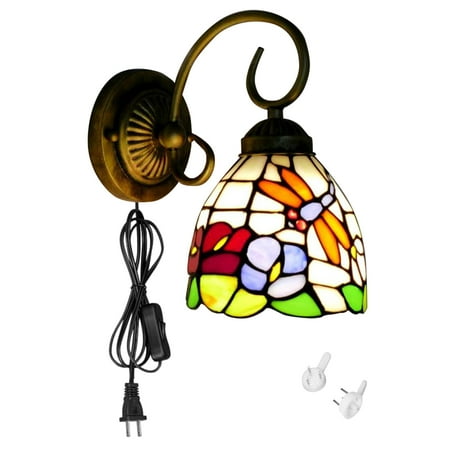 Kiven Plug in Wall Lamp Tiffany Style Plug in Wall Sconce with Glass Lampshade 5.9ft Plug-in Cord E26 Socket
Kiven Plug in Wall Lamp Tiffany Style Plug in Wall Sconce with Glass Lampshade 5.9ft Plug-in Cord E26 Socket