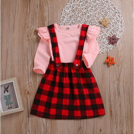 Sunisery Christmas Toddler Baby Girls Outfits Solid T-shirt+Plaids Suspender Tutu Skirt Set
Sunisery Christmas Toddler Baby Girls Outfits Solid T-shirt+Plaids Suspender Tutu Skirt Set