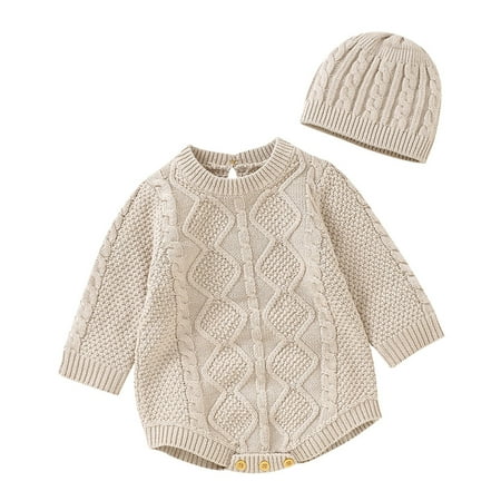 Baby Knit Romper Cotton Long Sleeve Boy Girl Sweater Clothes Baby Bodysuit With Cute Hat Set
Baby Knit Romper Cotton Long Sleeve Boy Girl Sweater Clothes Baby Bodysuit With Cute Hat Set