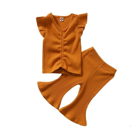 B91xZ Baby Girl Outfits Baby Girls Solid Autumn Sleeveless Ribbed Tops Long Pants Bell Bottom Outfits Clothes Size 18-24 Months
B91xZ Baby Girl Outfits Baby Girls Solid Autumn Sleeveless Ribbed Tops Long Pants Bell Bottom Outfits Clothes Size 18-24 Months