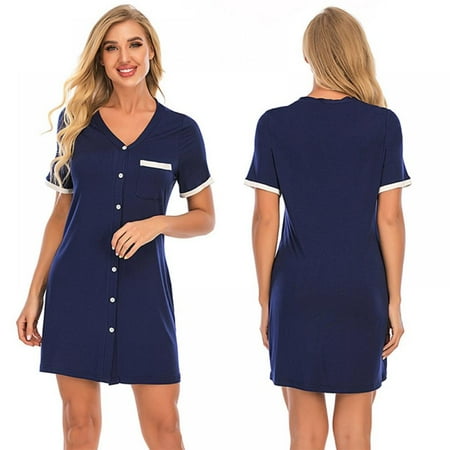 Short Sleeve V Neck Nightgowns for Womens Comfy Sleep Shirt Casual Home Wear Nightdress S-2XL
Short Sleeve V Neck Nightgowns for Womens Comfy Sleep Shirt Casual Home Wear Nightdress S-2XL
