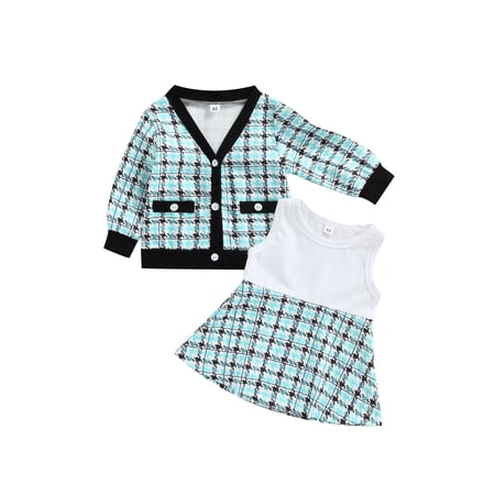 Toddler Baby Girl’s Houndstooth Long Sleeve Coat and Sleeveless Dress Set for Spring Fall Clothes
Toddler Baby Girl’s Houndstooth Long Sleeve Coat and Sleeveless Dress Set for Spring Fall Clothes
