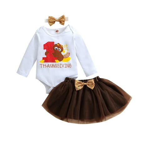 Zlekejiko Thanksgiving Kids Baby Girls Long Sleeve Letter Cartoon Romper Bodysuit Tops Solid Bowknot Tulle Dress Skirt With Headbands Outfits Set 3PCS
Zlekejiko Thanksgiving Kids Baby Girls Long Sleeve Letter Cartoon Romper Bodysuit Tops Solid Bowknot Tulle Dress Skirt With Headbands Outfits Set 3PCS