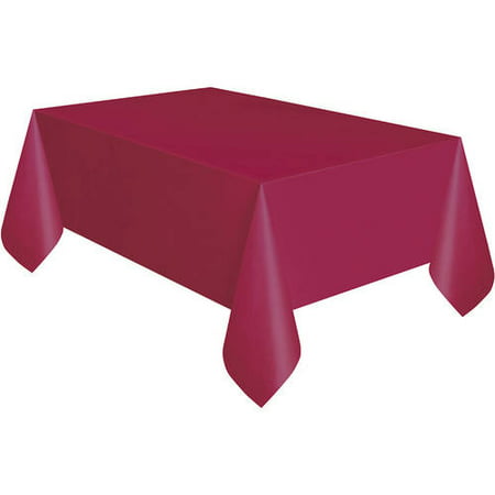 Plastic Burgundy Table Cover, 108" x 54