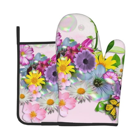 Colorful Flowers Oven Mitts and Pot Holders Sets Floral Oven Gloves Hot Pads Kitch Heat Resistant Pot Mat for Cooking Baking
Colorful Flowers Oven Mitts and Pot Holders Sets Floral Oven Gloves Hot Pads Kitch Heat Resistant Pot Mat for Cooking Baking