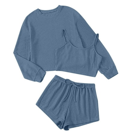 sebtyili womens pajama pullover casual round neck long sleeve three piece loose shorts set
sebtyili womens pajama pullover casual round neck long sleeve three piece loose shorts set