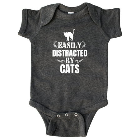 Inktastic Easily Distracted by Cats Gift Baby Boy or Baby Girl Bodysuit