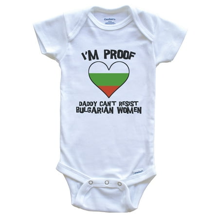 I m Proof Daddy Can t Resist Bulgarian Women Funny Bulgaria Flag Heart One Piece Baby Bodysuit
I m Proof Daddy Can t Resist Bulgarian Women Funny Bulgaria Flag Heart One Piece Baby Bodysuit