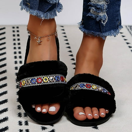 FITORON Womens Fuzzy Slippers- Fuzzy Slippers Open Toe Plush Sandals Cozy Fur Slides Soft Warm House Shoes Black 42
FITORON Womens Fuzzy Slippers- Fuzzy Slippers Open Toe Plush Sandals Cozy Fur Slides Soft Warm House Shoes Black 42