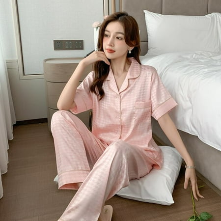 DanceeMangoo Silk Pajamas for Women Solid Princess Pajamas for Women Spring Summer Two Piece Set Satin Silk Ladies Pyjamas Night Loungewear
DanceeMangoo Silk Pajamas for Women Solid Princess Pajamas for Women Spring Summer Two Piece Set Satin Silk Ladies Pyjamas Night Loungewear