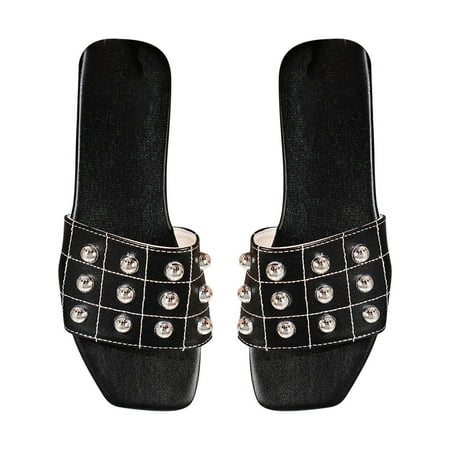 Women s Open Toe Flat Sandals Rivets Slides Shoes Casual Slippers Summer Beach Square Toe Slip on Slipper Sandal
Women s Open Toe Flat Sandals Rivets Slides Shoes Casual Slippers Summer Beach Square Toe Slip on Slipper Sandal