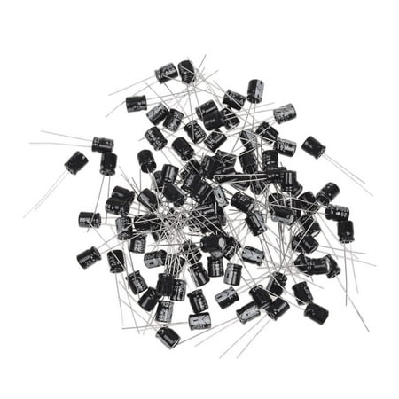 100 Pcs 25V 100uF 105C Lead Electrolytic Capacitors