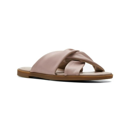 Clarks Womens Faux Leather Flats Flip-Flops