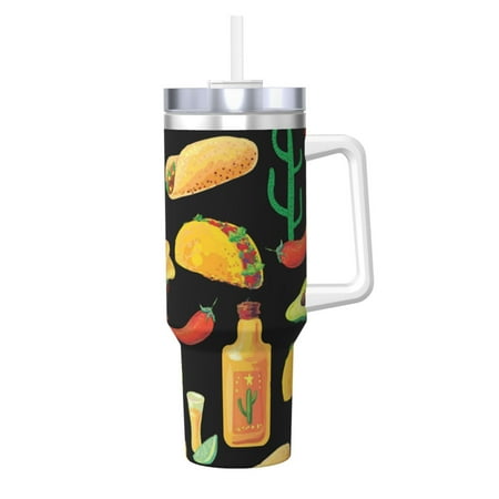 Mexican Seamless Food 40oz Car Insulated Cups Ice Bully Cup with Handle Double Stainless Steel Vacuum Tumblers Water Bottle with Lid and Straw 
Mexican Seamless Food 40oz Car Insulated Cups Ice Bully Cup with Handle Double Stainless Steel Vacuum Tumblers Water Bottle with Lid and Straw