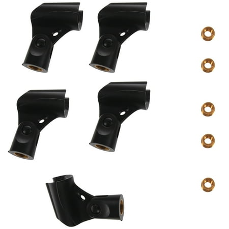 Microphone Clip Holder with 5/8Inch to 3/8Inch Adapters Black(5-Pack)