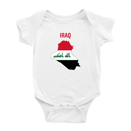 Iraq Map Flag Cute Baby Romper (White 12-18 Months)