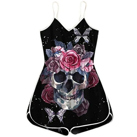 Womens Summer Loose V Neck Spaghetti Strap Skull Print Short Jumpsuit Rompers
Womens Summer Loose V Neck Spaghetti Strap Skull Print Short Jumpsuit Rompers