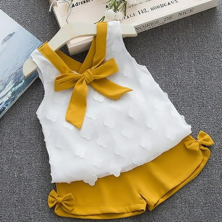 LBECLEY Premature Girl Clothes Outfits Kids Baby Summer Clothes Girls Toddler Bowknot T-Shirt Set Vest+Shorts Girls Outfits&Set Baby Girl Tights 3 Months Yellow 90
LBECLEY Premature Girl Clothes Outfits Kids Baby Summer Clothes Girls Toddler Bowknot T-Shirt Set Vest+Shorts Girls Outfits&Set Baby Girl Tights 3 Months Yellow 90