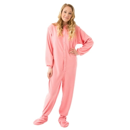 

Big Feet Pajama Co Pink Micro-polar Fleece Adult Footed Pajamas w/ Drop Seat