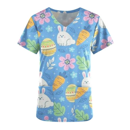 Easter Eggs Print Nurse Scrubs for Women Bunny Pattern Scrub Tops Working Uniforms Casual Short Sleeve V Neck T Shirts
Easter Eggs Print Nurse Scrubs for Women Bunny Pattern Scrub Tops Working Uniforms Casual Short Sleeve V Neck T Shirts