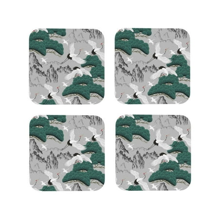 Coasters Set of 4 - Tree Cranes Mountains Drink Coasters for Tabletop Protection Leather Coasters for Living Room Decor and Housewarming Gift Square
Coasters Set of 4 - Tree Cranes Mountains Drink Coasters for Tabletop Protection Leather Coasters for Living Room Decor and Housewarming Gift Square