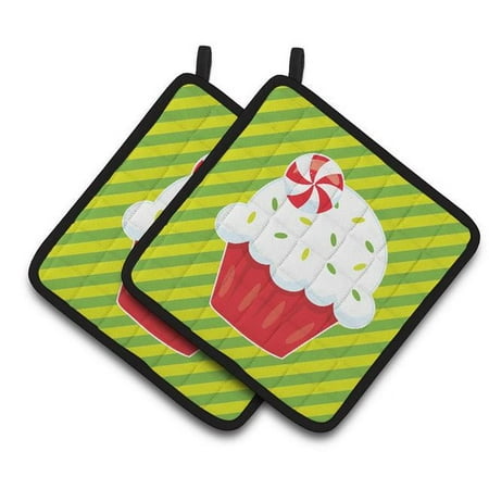 Christmas Pepermint Cupcake Pair of Pot Holders