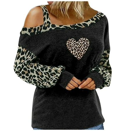 Women s Off Shoulder Shoulder Leopard Stitching Printed T-shirt Long Sleeve Tops Plus Size Loose Fit Sweatshirt Pullover Plus Size Loose Fit Sweatshirt
Women s Off Shoulder Shoulder Leopard Stitching Printed T-shirt Long Sleeve Tops Plus Size Loose Fit Sweatshirt Pullover Plus Size Loose Fit Sweatshirt