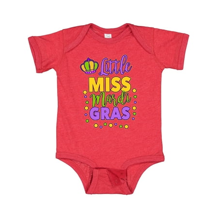 Inktastic Little Miss Mardi Gras with Crown and Dots Gift Baby Girl Bodysuit