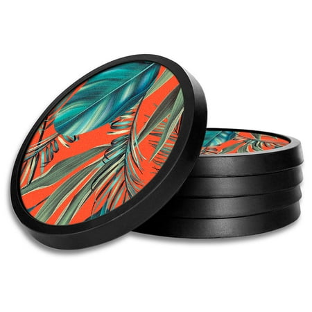 Silicone Non-Slip Drink Coasters with Removable Printed Absorbent Felt Pad - Set of 4 - Palm Fronds with Orange Background
Silicone Non-Slip Drink Coasters with Removable Printed Absorbent Felt Pad - Set of 4 - Palm Fronds with Orange Background