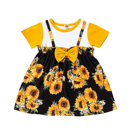 YWDJ 12M-4T Dress for Girl Toddler Short Sleeve Sunflower Printed Bowknot Princess Dress Yellow 90
YWDJ 12M-4T Dress for Girl Toddler Short Sleeve Sunflower Printed Bowknot Princess Dress Yellow 90