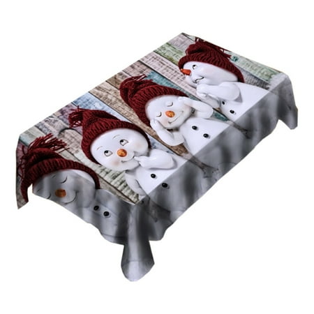 Table Cloth Table Cover Cartoon Snowman Printed Table Cover Table Mat (150x210)