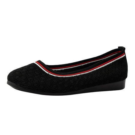 

nsendm Female Shoes Adult Casual Dress Shoes for Women Slip on Round Toe Flat Sole Comfortable Casual Shoes Womens Shoes Business Casual Wedge Black 7