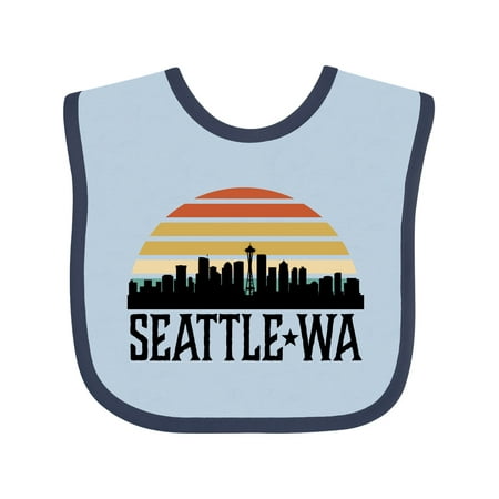 Inktastic Seattle Washington Skyline Sunset Gift Baby Boy or Baby Girl Bib