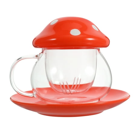 1 Set Mushroom Shape Ceramic Tea Cup Strain Tea Cup Flower Cup for Home