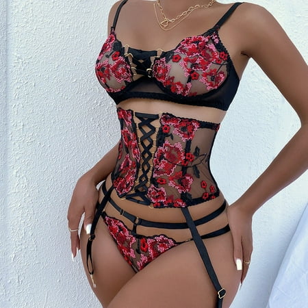 ALSLIAO Women Lace Lingerie Embroidered Bra G-String Garter Bodydoll Underwear Nightwear Black XL
ALSLIAO Women Lace Lingerie Embroidered Bra G-String Garter Bodydoll Underwear Nightwear Black XL