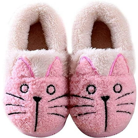 shuwee Kids/Toddlers Family Cute Cat Warm House Slippers Booties
