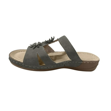 Cglfd Women S Leisure Vacation Comfort Flower Open Toe Wedge Beach Sandals