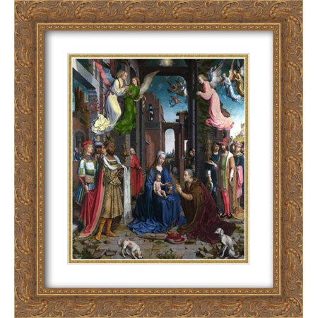Mabuse 2x Matted 20x22 Gold Ornate Framed Art Print 'The Adoration of the Kings '