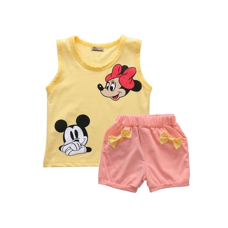 EYIIYE Toddler Kids Girl Summer 2Pcs Outfit Cartoon Mickey Print Sleeveless Vest Tops + Bow Pocket Shorts Set 1-5 Years
EYIIYE Toddler Kids Girl Summer 2Pcs Outfit Cartoon Mickey Print Sleeveless Vest Tops + Bow Pocket Shorts Set 1-5 Years