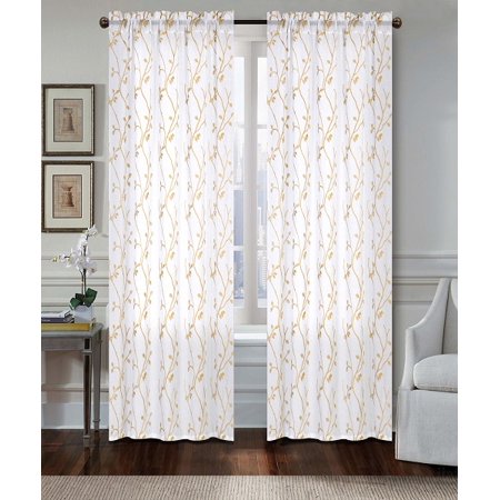 All American Collection Leaf Embroidered Sheer Panel 55"x84"