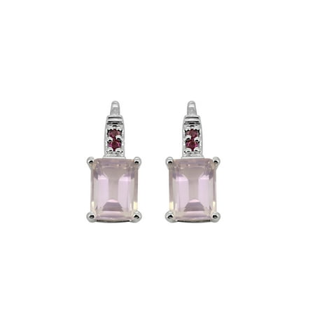 4.65 ct Rose Quartz Tourmaline Solid Sterling Silver Stud Earrings