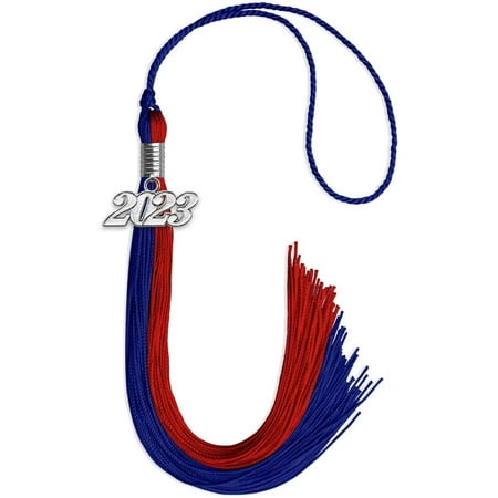 Endea Graduation Double Color Tassel with Silver Date Drop (Royal Blue/Red 2023)