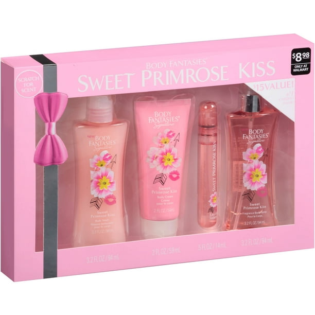 Body Fantasies Signature Sweet Primrose Kiss Gift Set, 4 pc