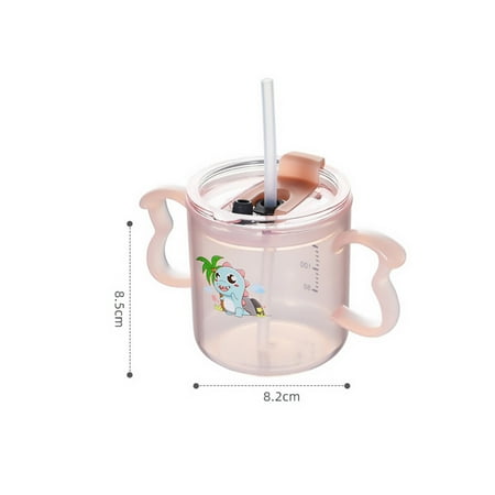 Baby Cartoon Pattern Water Drinking Cup Infant Water Cup Mug with Lid Straw