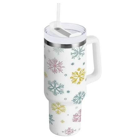 Stainless Steel Tumbler with Straw and Handle Double Wall Insulated Tumblers Colorful Snowflakes
Stainless Steel Tumbler with Straw and Handle Double Wall Insulated Tumblers Colorful Snowflakes