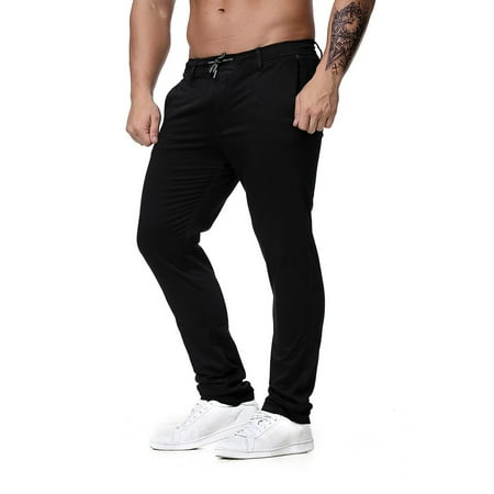Gobestart Fashion Men's Regular Fit Solid Color Pants Casual Trousers Work Pants