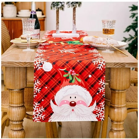 Linen Table Runner Santa and Snowman Decorative Dining Table Table Runner Christmas Home Decor Family Party Wedding Party
Linen Table Runner Santa and Snowman Decorative Dining Table Table Runner Christmas Home Decor Family Party Wedding Party