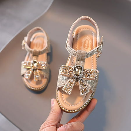 toddler kids baby girls bow bling princess shoes open toe sandals
