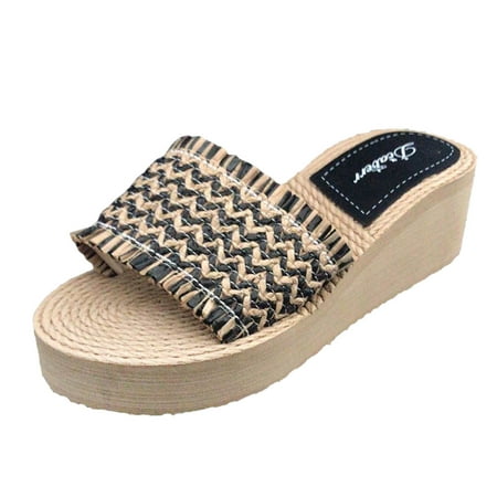 Pimfylm Slippers for Women Warm Ups Ladies Fashion Colorblock Cloth Open Toe Wedge Foldable Slippers for Women with Pouch Black 7.5
Pimfylm Slippers for Women Warm Ups Ladies Fashion Colorblock Cloth Open Toe Wedge Foldable Slippers for Women with Pouch Black 7.5
